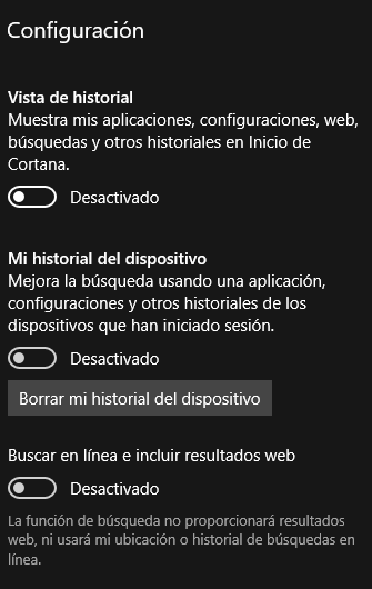 Desactivacion cortana