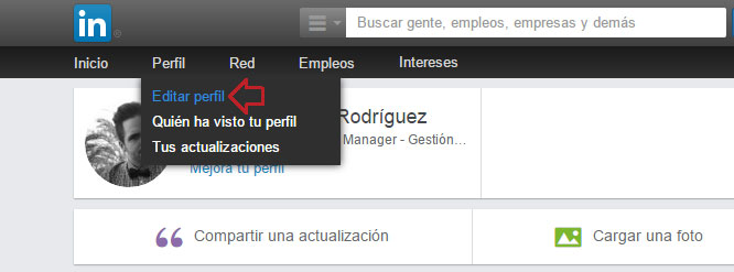 Edita la URL de tu perfil de Linkedin