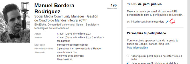 Como personalizar la URL de Linkedin